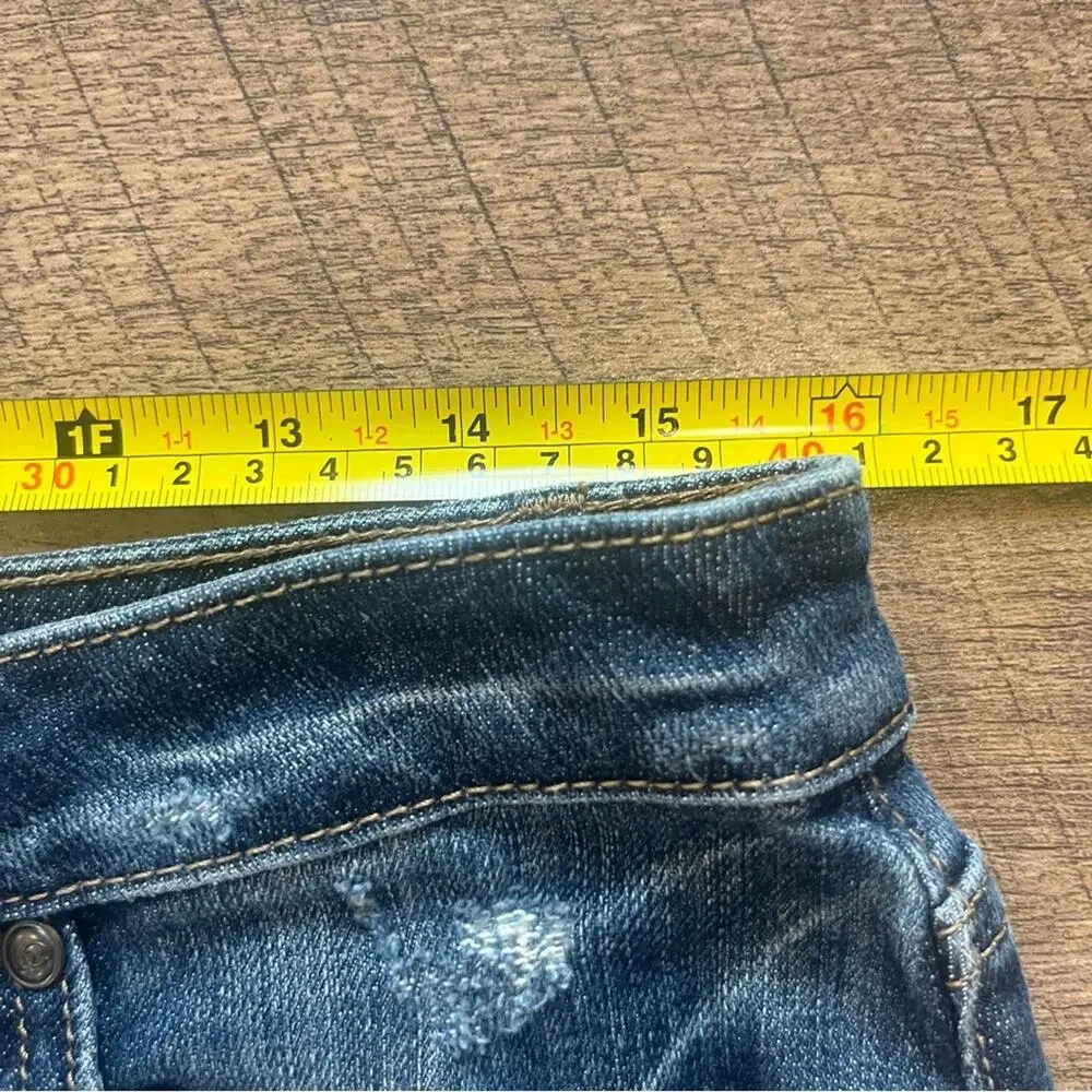 Lauren Conrad Denim Mini Skirt Size 8 Distressed Studded Raw Hem Short Blue Y2K